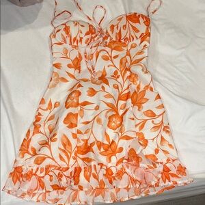 12th Tribe Orange Floral Mini Dress